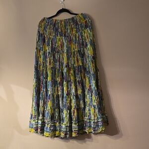Solitaire Yellow and Blue Maxi A-Line Skirt
